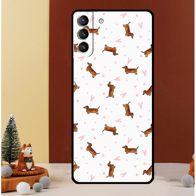 Cartoon Dachshund Sausage Dog Case For Samsung Galaxy S24 S26 Ultra S22 S23 S25 Ultra S20 S21 Plus S10 S25 FE Cover Funda