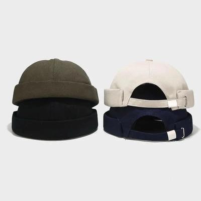 Spring and Summer Cotton Solid Docker Cap Brimless Hat Skullies Beanie Hats Landlord Sailor Cap Men and Women 04