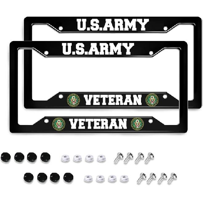 Us Navy License Plate Frame 2 Pcs Set American Veteran Design License Plate Covers Quality Aluminum Composite Design Car Accessories With 2 Holes And