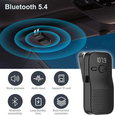 Bluetooth 5.4 Speaker Handsfree Car Kit Sun Visor Clip Wireless Audio Receiver Speakerphone Loud Music Player Connect Dual Phone