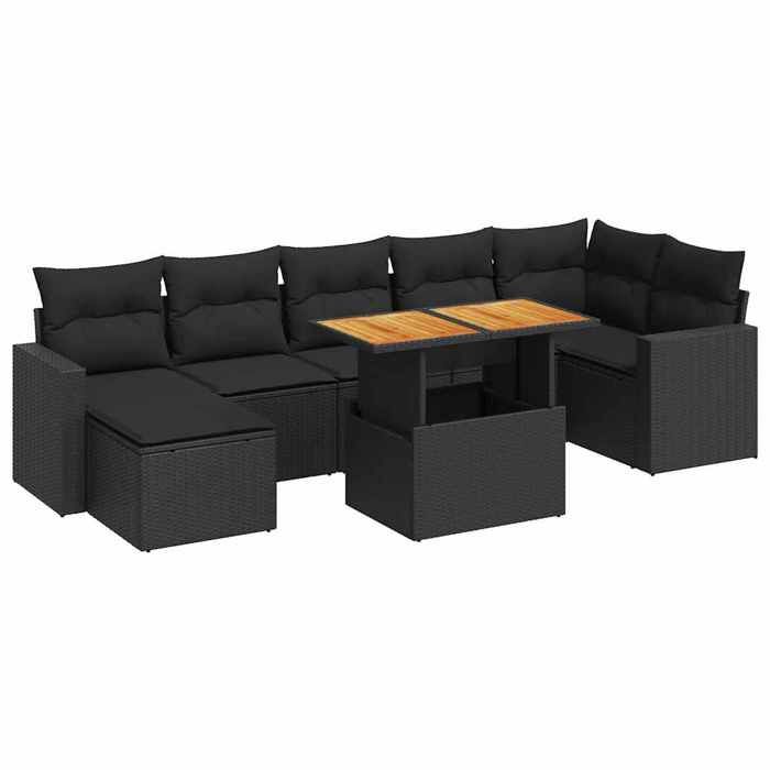 VidaXL Salon de jardin 8 pcs avec coussins noir résine tressée 3327065