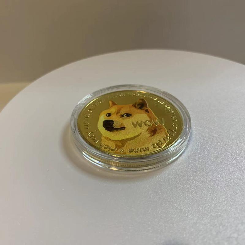 1 st Färgglad Dogecoin Bitcoin Bitcoin Utländsk Mynt Lekmynt Virtuell Utländsk Valuta Leksaksmynt Dogecoin Guldmynt