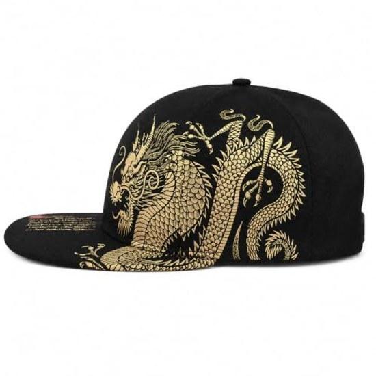 Haverly Flat Visor Cap Men Women Dragon Print Hat Japanese Pattern