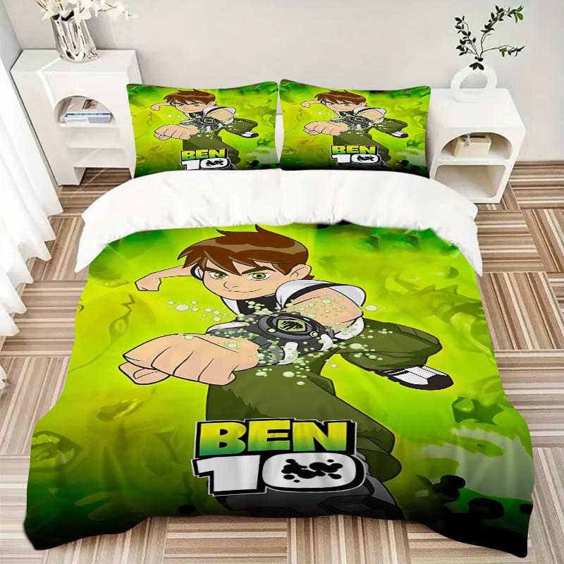 3Pcs Ben Alien Force Bedding Set Quilt Cover Pillowcase Home Christmas Xmas Halloween Gift 1 Duvet Cover 2 Pillowcase M929346