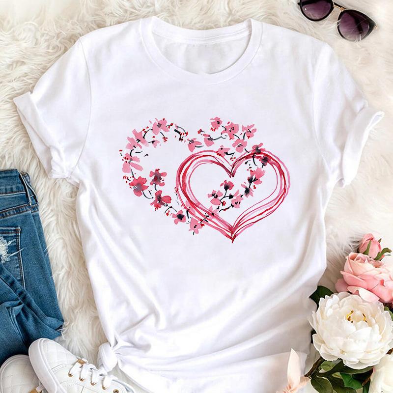 Women Graphic Tees Kawaii Printing Fashion White Cloth Casual 90S Creative Short Sleeve Tshirts Summer Basic Female Trend Style