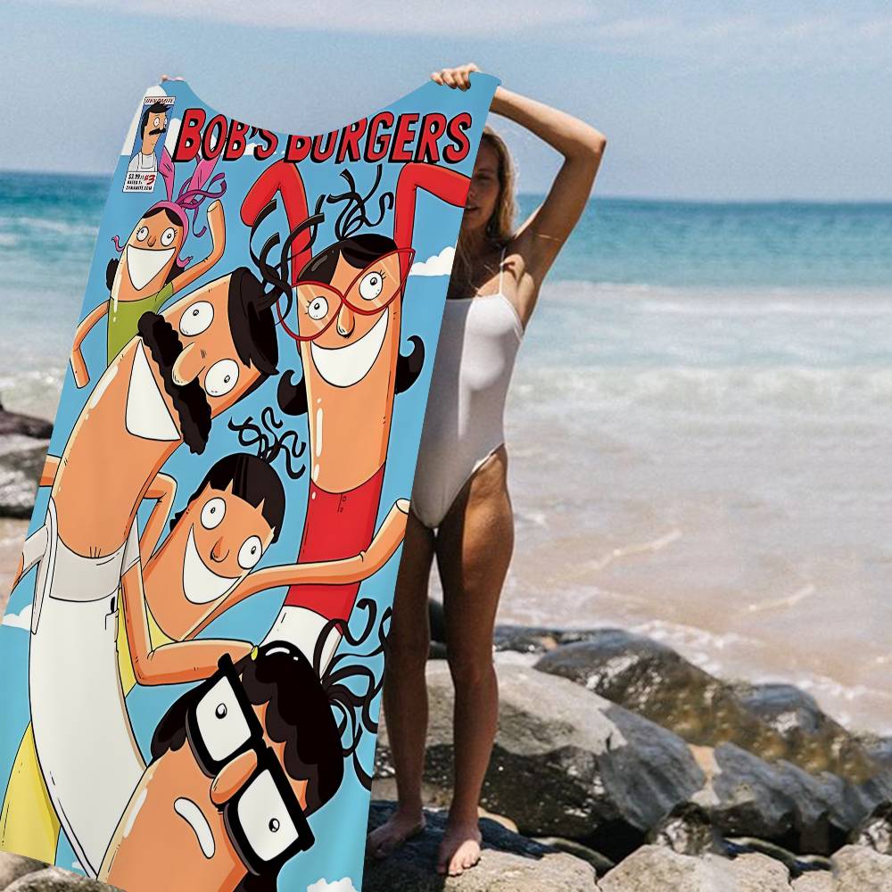 Asciugamano da Spiaggia Bobs B-Burgers Anime Morbido Assorbente Lavetta Regali per Bambini Viaggio Campeggio Palestra
