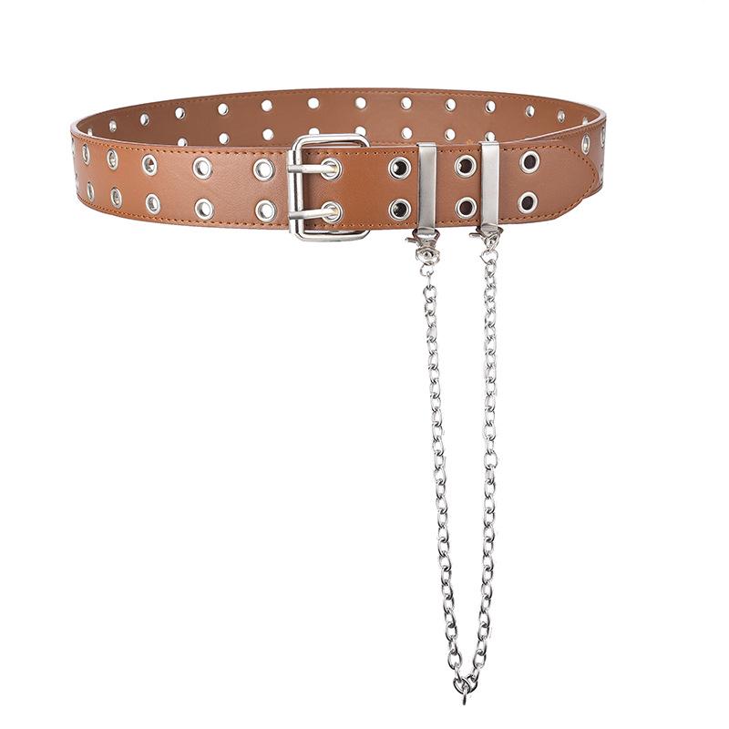 Meier Air eye belt, unisex punk fashion style grids double exhaust eye belt chain 110cm хаки