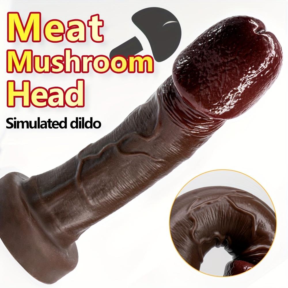 Black Mushroom Head Dildo – Dual-Layer Silicone, Soft & Realistic, Strong Suction Cup, 3 Sizes, Unisex Anal & Vaginal Plug – Adult Sex Toy