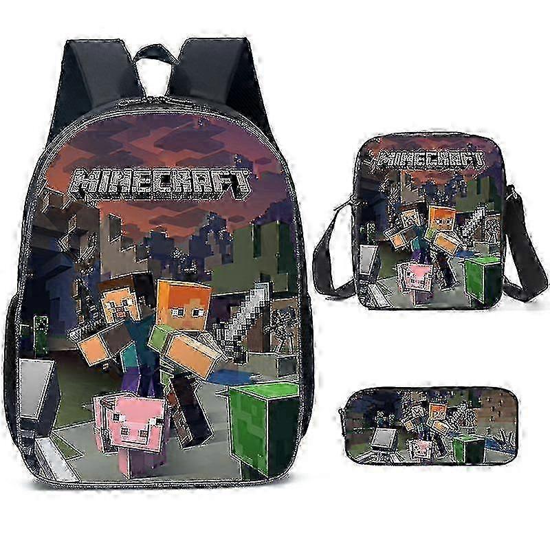 Minecraft Primary And Secondary School Schoolbags Minecraft Game Peripheral Backpack Three-piece Set high quality
