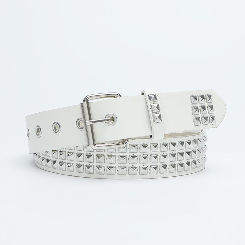 Trendy Unisex Studded Leather Belt: Versatile Soft Pin Buckle for Jeans