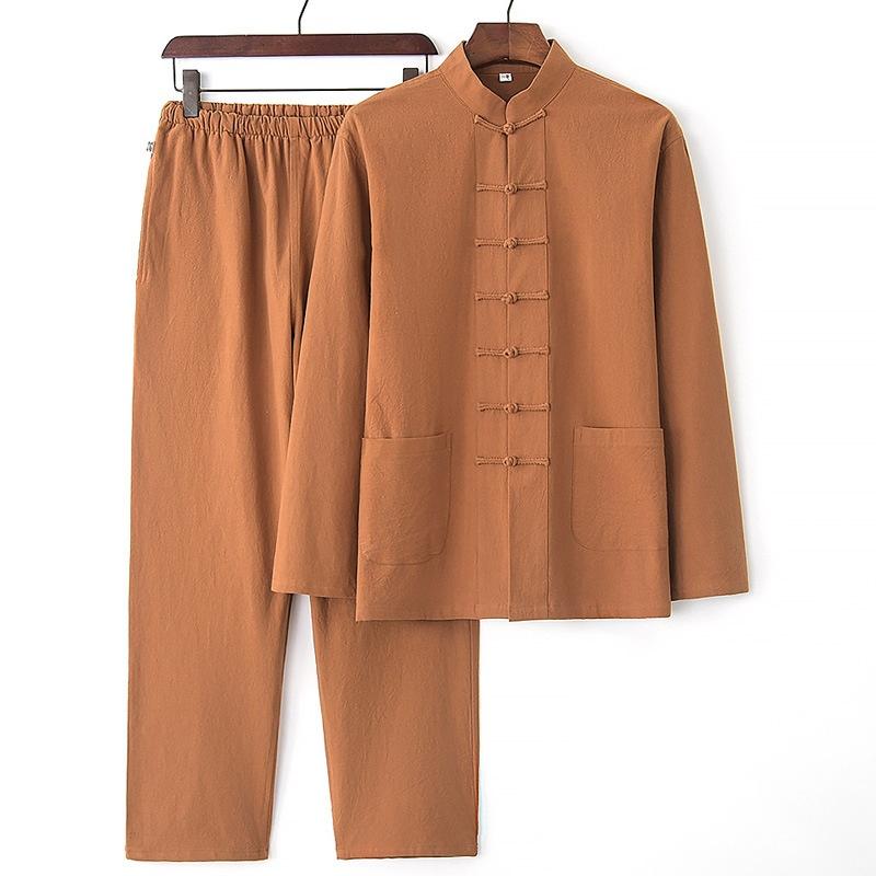 Tang-Anzug Herrenanzug Frühling und Herbst Zweiteiliger Anzug Chinesischer Stil Antikes Kostüm Chinesischer Hanfu Laienanzug