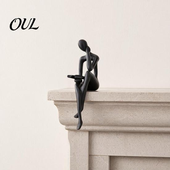 Abstract Line Art Sculpture 3D Printed Thinker Figurines Ornaments, Minimalist Sculptures for Home Office Bookcase Decor, Nordic Style Literary Gifts