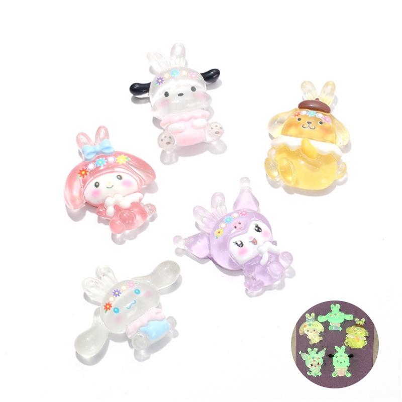 Lovely Cartoon Animal Resin Decorations For Diy Crafts Cream Gel Material