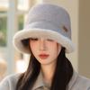 Winter hat women's velvet warm bucket hat retro versatile bucket hat showing washbasin hat