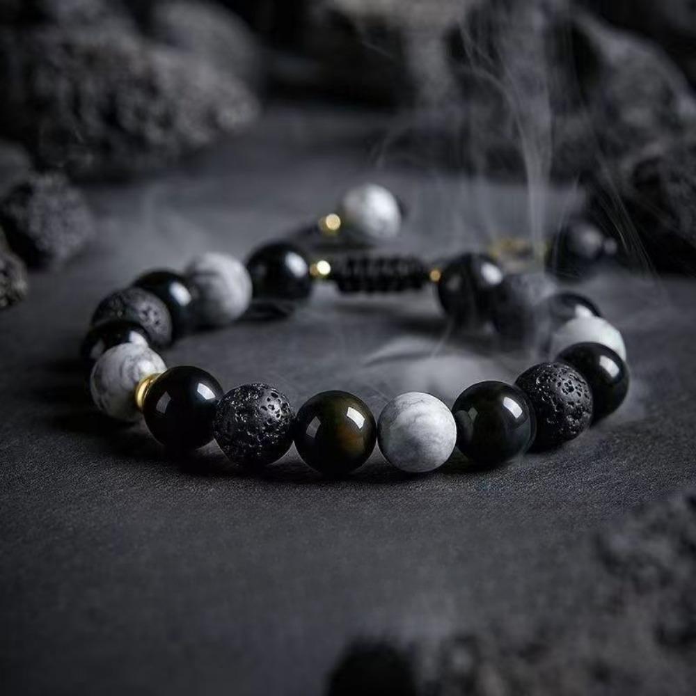 

Браслет Мужской Ретро Браслет из Лавового Камня на Шнурке Мужской Нишевый Ins Универсальный Планетарный Ювелирный