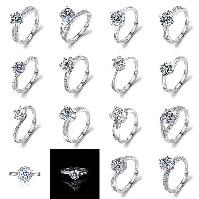 Imitation Diamond Ring For Women Girls Adjustable Opening Finger Ring Senior Exquisite Jewelry Wedding Bride Accessories