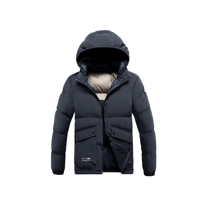 Lightweight Cotton Coat Men's Winter Solid Color Graphene Slim Fit Removable Hat Thickened Hooded Jacket Men