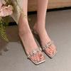 2025 Summer~ Rhinestone transparent crystal slippers, fairy wind with thick heels and sandals