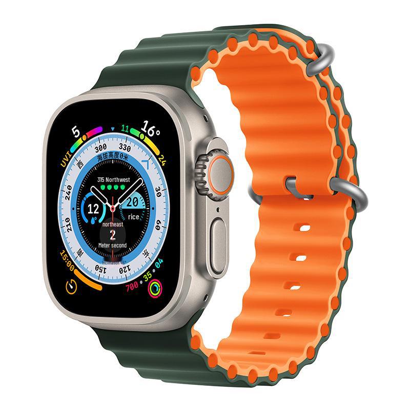 Ремешок из двухцветного силикона Apple Marine для часов 8/7/SE/Ultra Sports