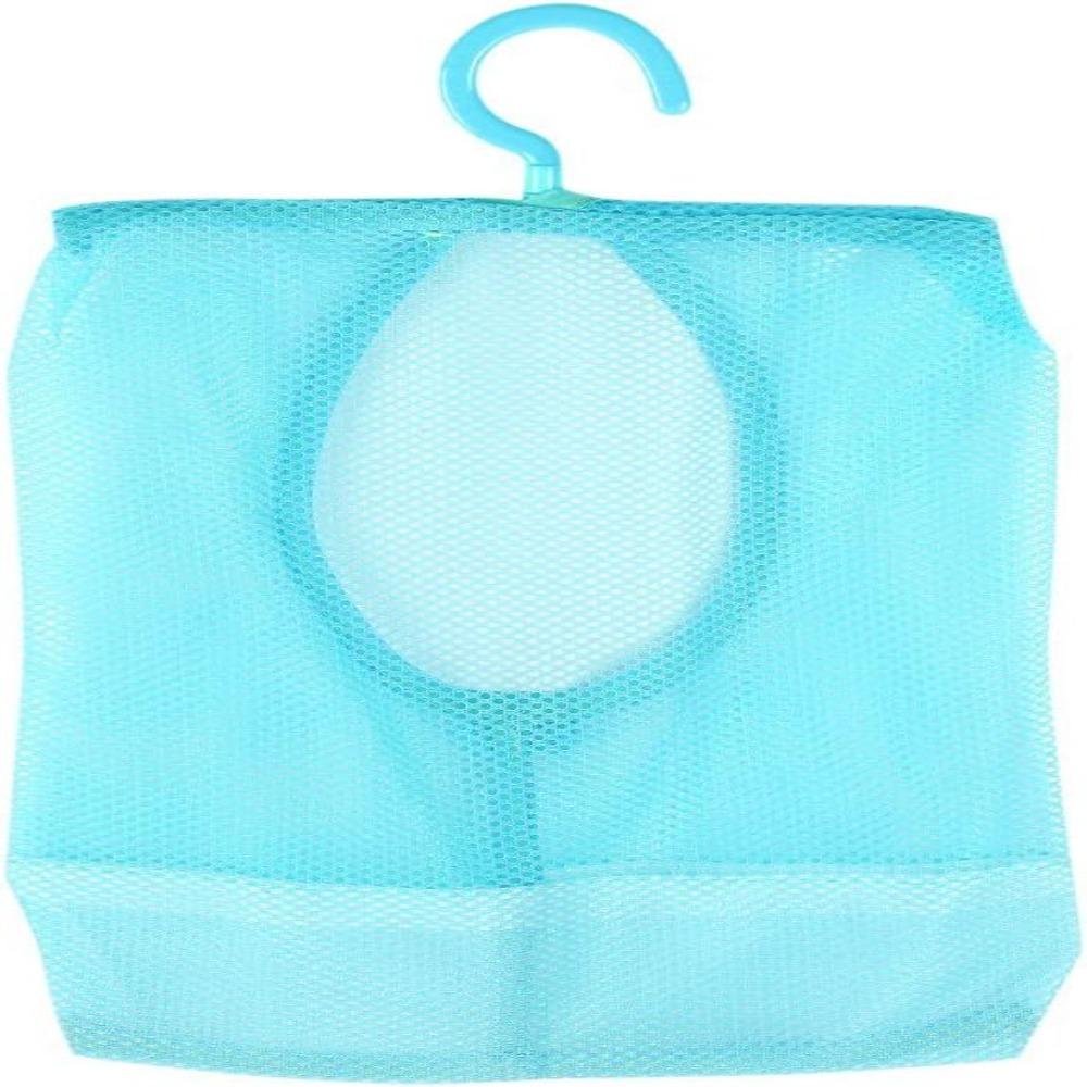 Mesh Fabric Hanging Storage Bag Blue Storage Hanging Net Mesh Organizer Bag Kitchen Organization