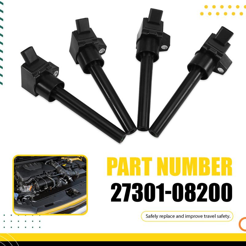 N26R-4Pcs High Voltage Ignition Coils 27301-08200 2730108200 For Bayon BC3 Kia Stonic MK1 1.0 2023-