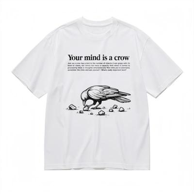 Tendenza Moda Uomo Comoda Classica T-shirt Filosofica Corvo Grafica Tee