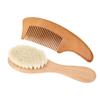 Baby Hair Brush and Comb Set Soft Wool Bristles Beech Wood Handle Infant Hair Brush Comb Set