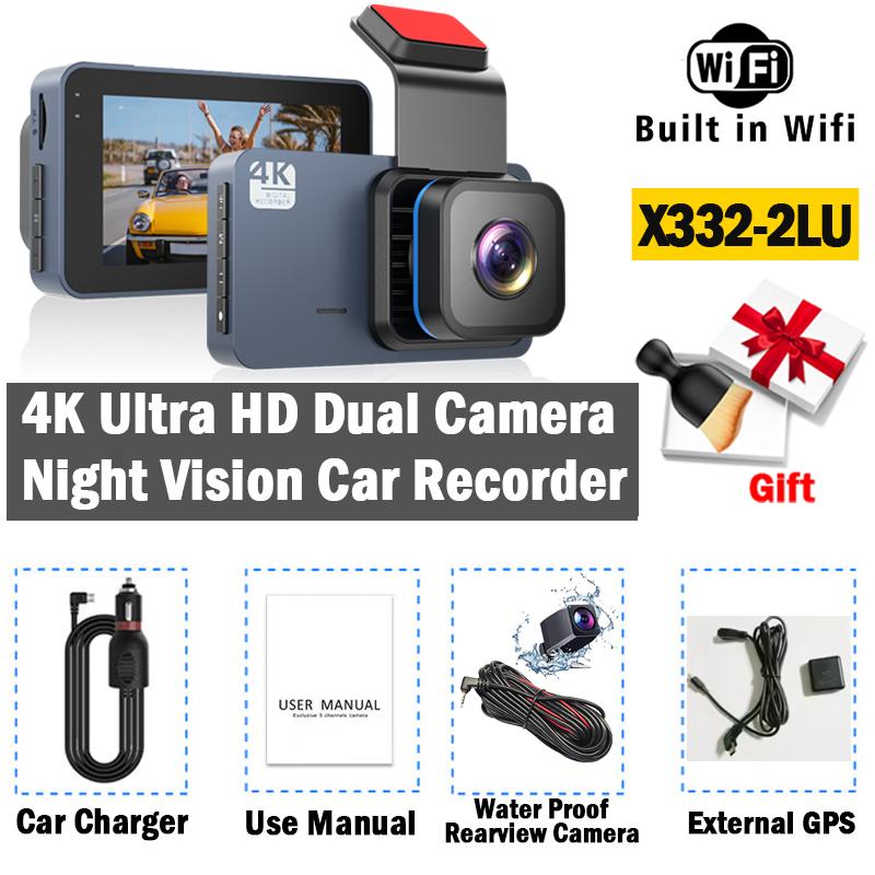 4K Dash Cam for Cars WIFI GPS Dual Lens With 1080P Dashcam Night Vision Rear View Camera for Vehicle Black Box Car Accessories