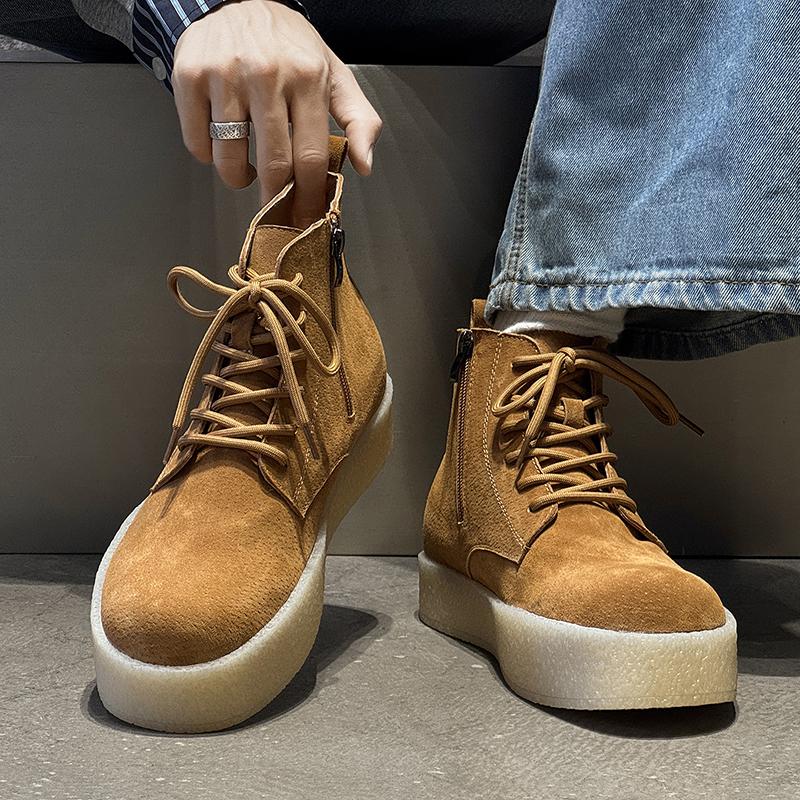 Fashion Autumn and winter men's shoes Fashion Designer Trendy Quality Style 38-46 Youth height increasing thick soled shoes high-top