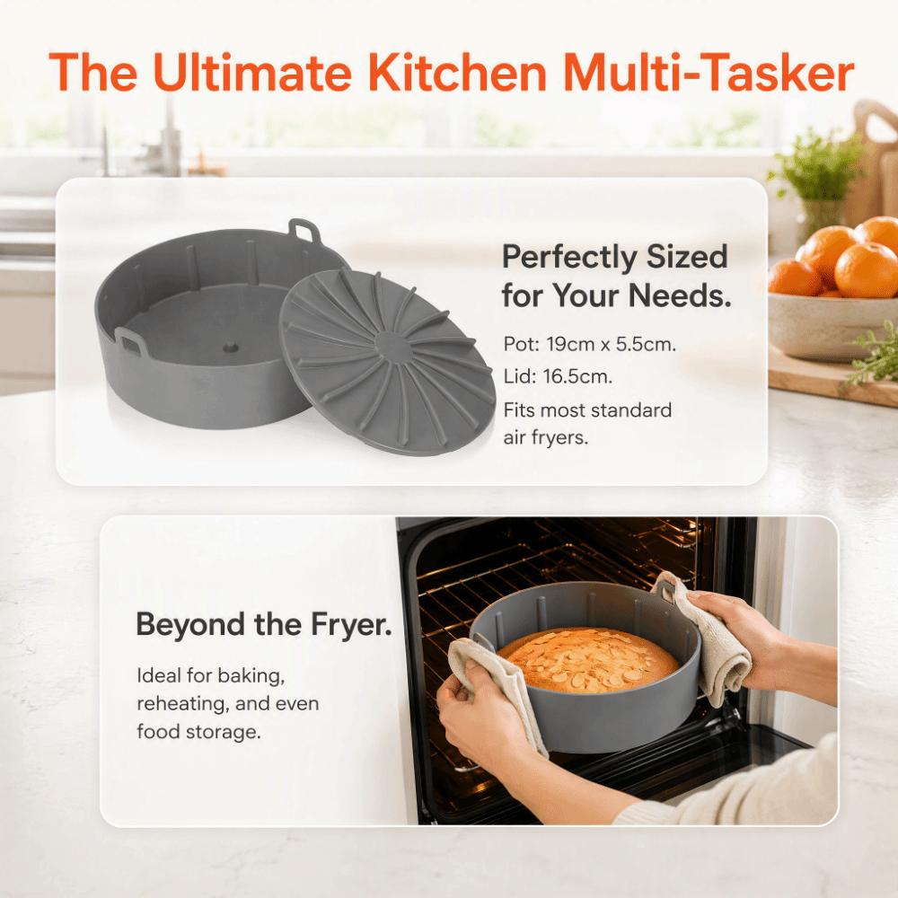 Heat Resistant Silicone Air Fryer Liner Food Grade Silicone Baking Pot  Oven Microwave Freezer Use
