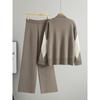 Women's Autumn/Winter Knitwear Set: Cross-Rhombus Half-High Collar Sweater with Wide-Leg Pants Fashion Two-Piece.
