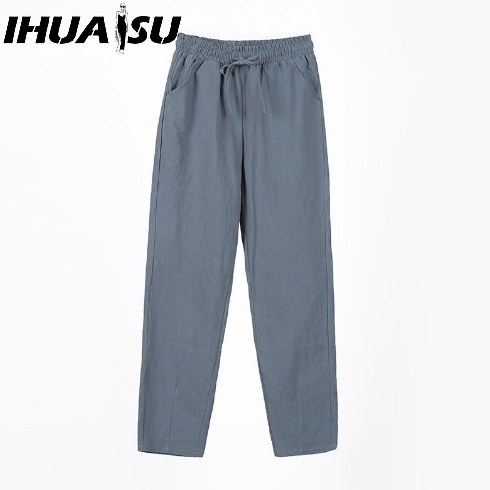 IHUASU 9barevné kalhoty z čisté bavlny devítidélkové jarní letní úzké rovné volné ležérní kalhoty dámské jednobarevné harémové kalhoty