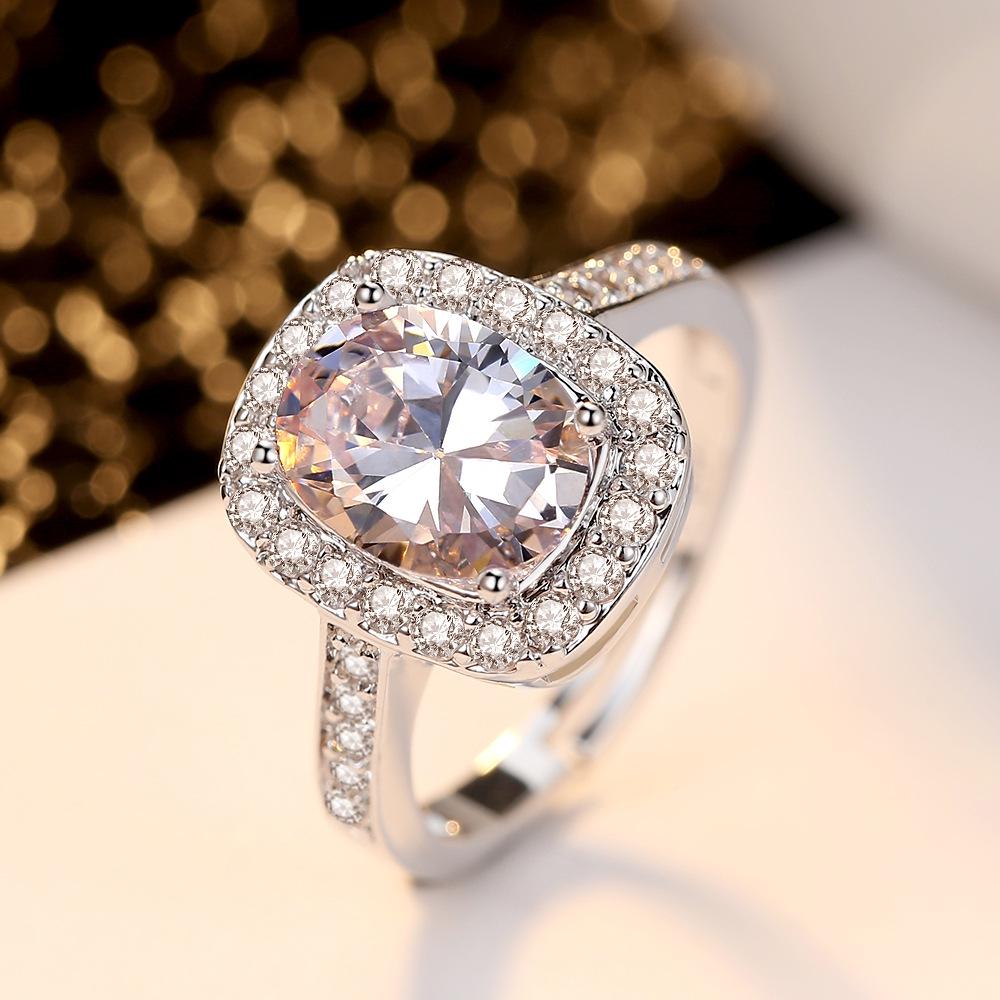 Oval Zircon Ring Living Ring Exaggerated Personality Jewelry Female Open Ring
