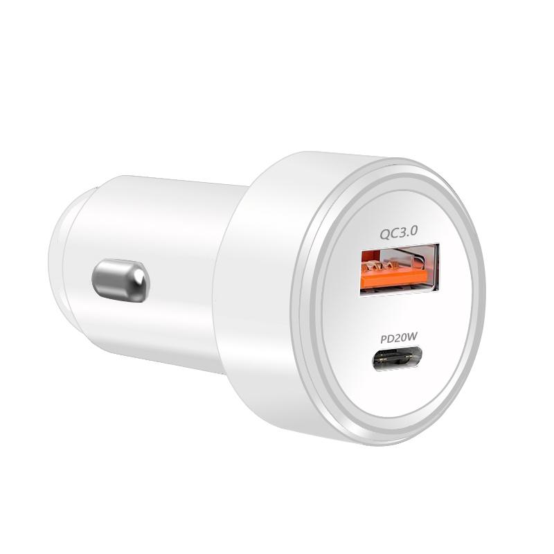 

Автомобильное зарядное устройство Usb Quick Charge 3.0 Usb Type C Pd 20 Вт Быстрая зарядка Автомобильное зарядное устройство для мобильного телефона для Iphone Samsung Xiaomi белый