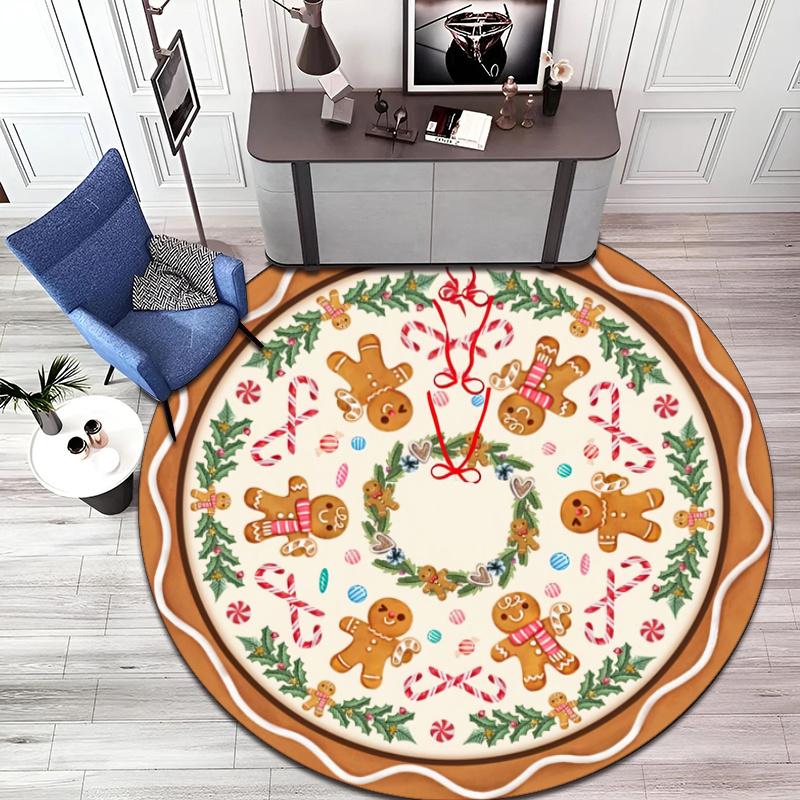 Cute cartoon gingerbread man Christmas gift rug home soft decorative anti-slip yoga table and chair mat carpet outdoor floor mat carpet Y1