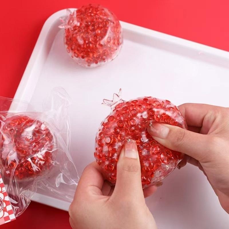 Squeeze Pomegranate Ball with Beads for Stress Relief Squeeze Fruit Toy Funny Sensory Toy For Kid Adult Men Women