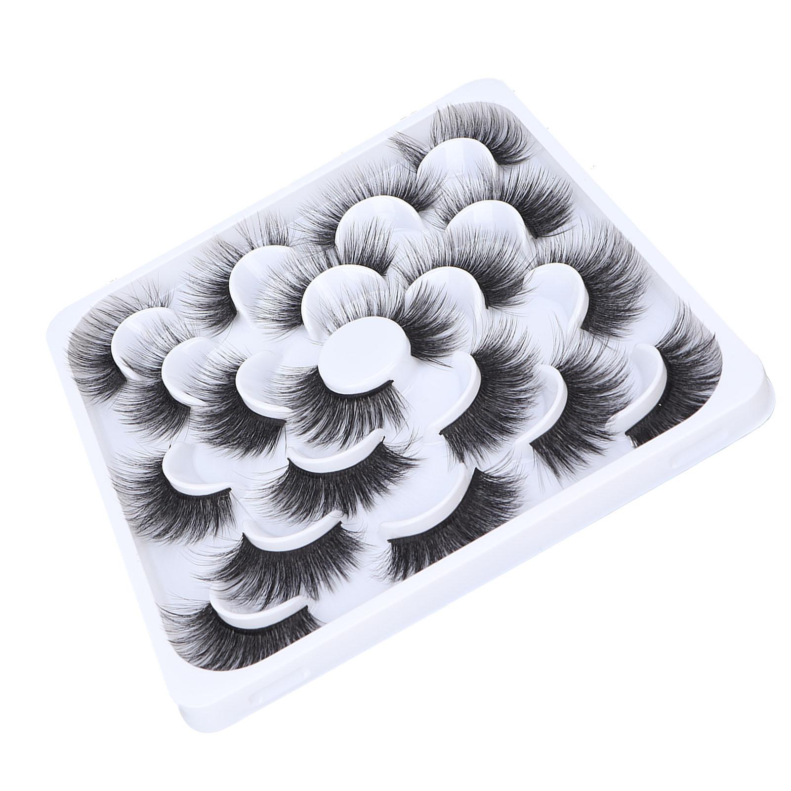 

10 Pairs False Eyelashes Natural Looking Man Made Fiber Curling Thick Long Fake Eye Lashes for Women
