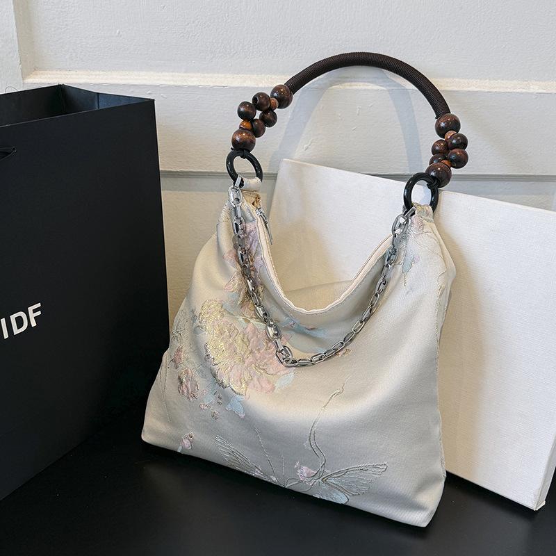 

Сумка подмышку большой вместимости в китайском стиле, женская, летняя, 2024, новая, корейская версия, модная, рабочая, через плечо, сумка-мессенджер серебряный