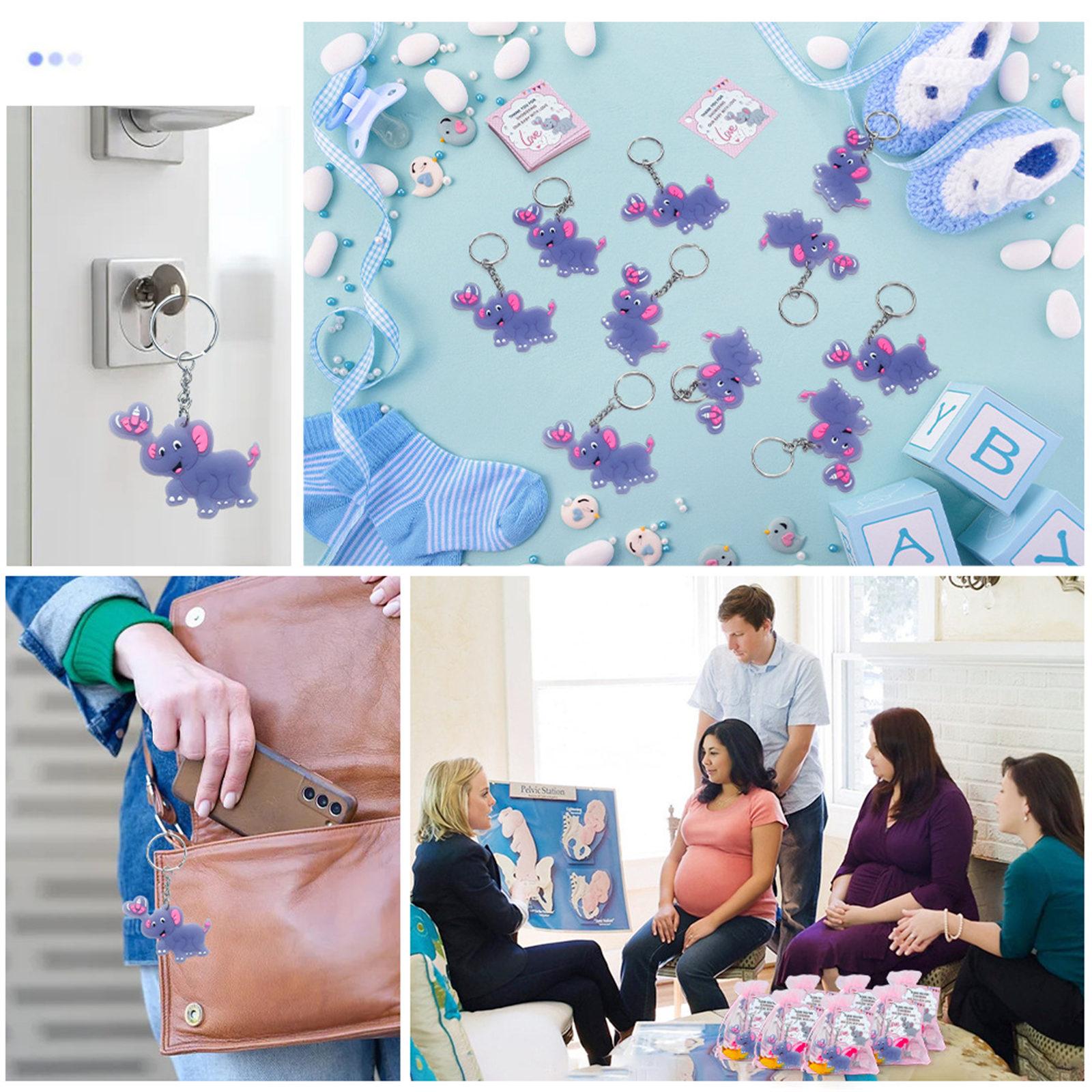 Брелки в виде слонов оптом 24 шт. Украшения для детского душа с мешочком из органзы — фото 3