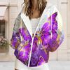 Women Plus Size Zip Up Hoodie Long Sleeve Leaf Camouflage Print Drawstring Sweatshirt With Pockets