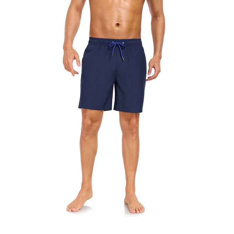 Men's Double-Layer Printed Beach Shorts Drawstring Swim Trunks