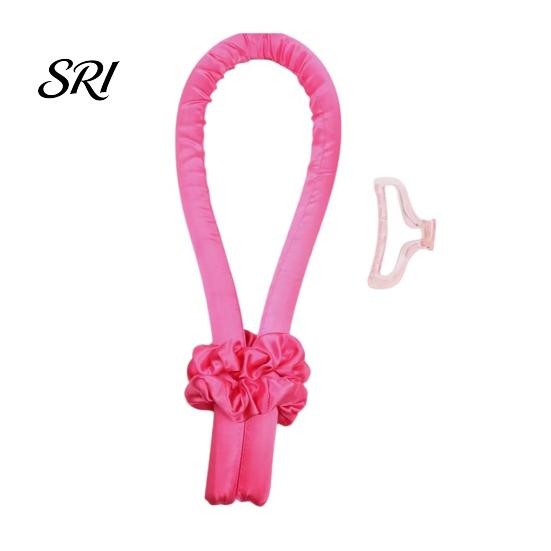 Lazy Curls Maker No Heat Hair Curling Rod Headband with 2 Scrunchies Claw Clip Overnight Sleeping Breathable Silk Ribbon Curler Women Long Roller