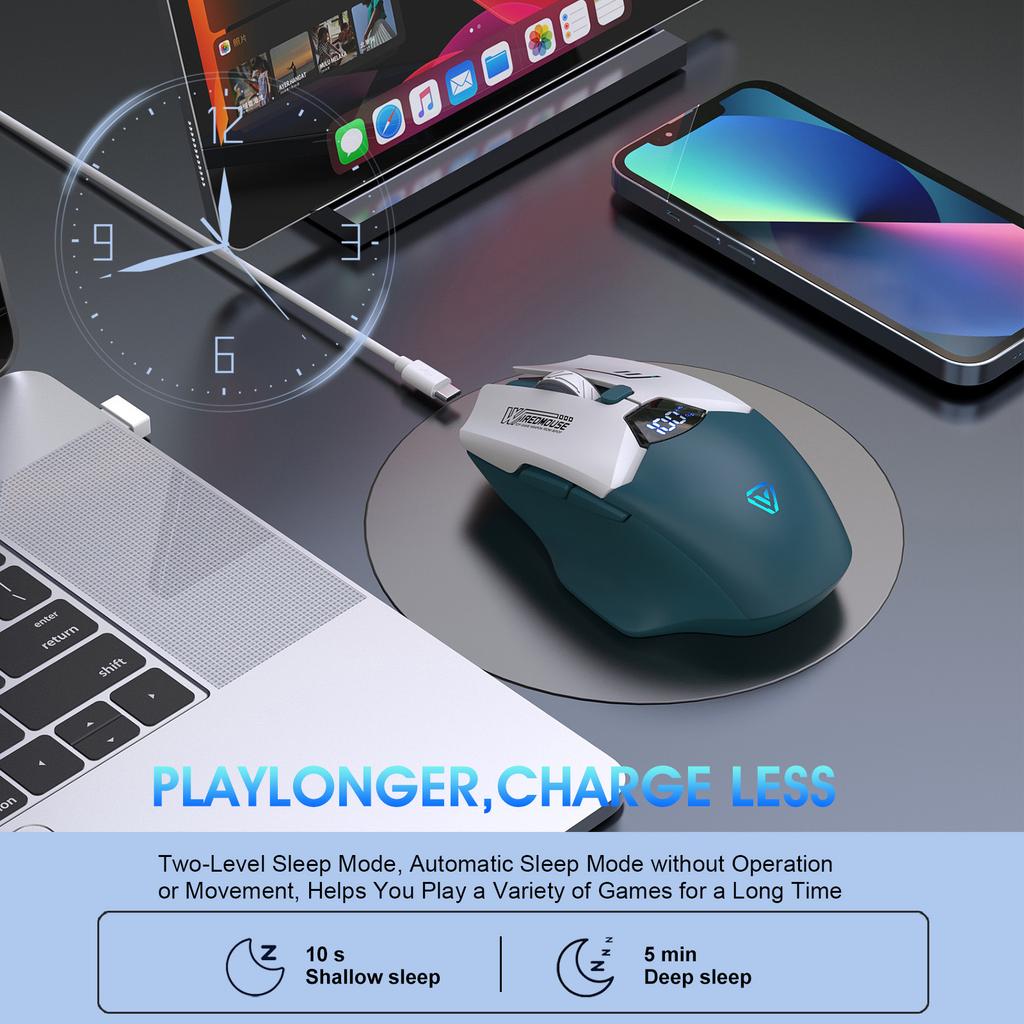 Baitian Wireless Bluetooth Dual-Mode Rechargeable Mouse Silent Gaming Smart Screen Display Computer Monitor Mouse