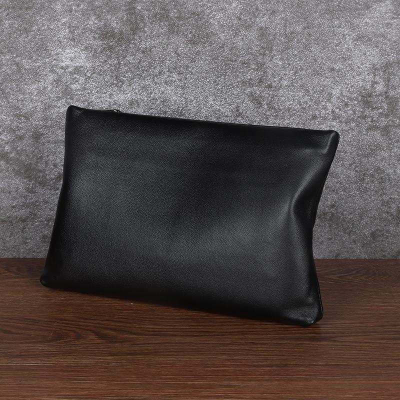Pochette pour homme, pochette horizontale en cuir véritable, pochette, cuir d'agneau première fleur, sac business et loisirs.