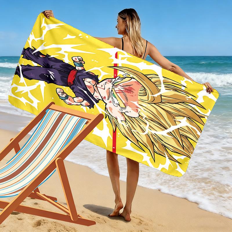 Son Goku Print Beach Towel, Large Soft Quick Dry Towel for Beach Camping Swimming