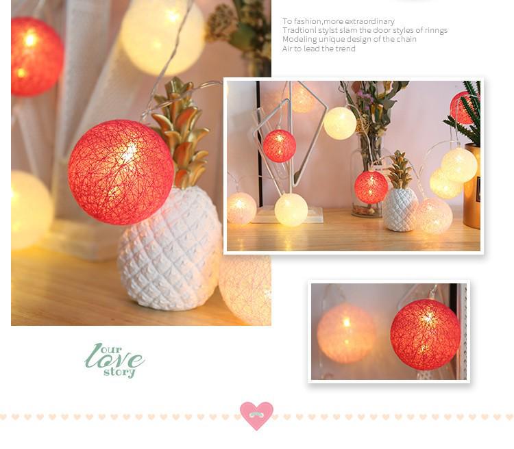 USB LED Cotton Ball String Lights - Christmas Holiday Starry Sky Decorative Flashing Lights
