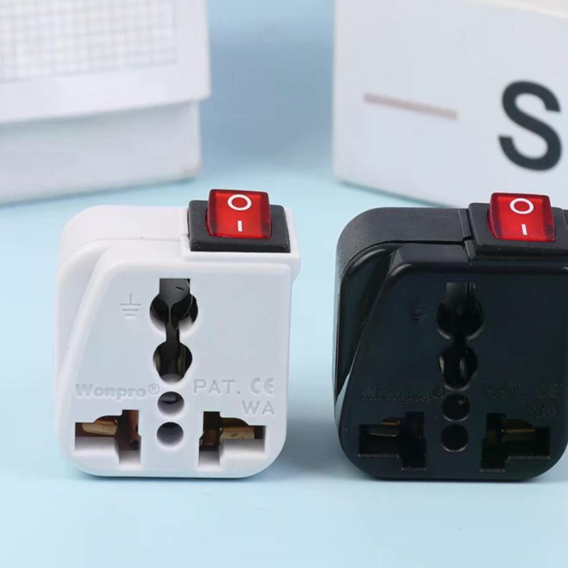US 2 Pin Plug Adapter Converter AC100~250V 10A With Main On/Off Switch LED Indicator WSA-6 Electrical Plug Adapter
