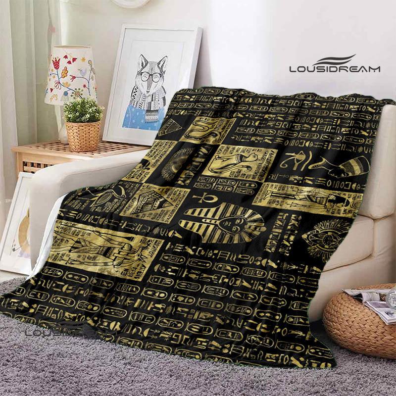Egyptian Pictograph and Symbol Printing Blanket Children Warm Blankets Home Travel Soft and Comfortable Blanket Birthday Gift