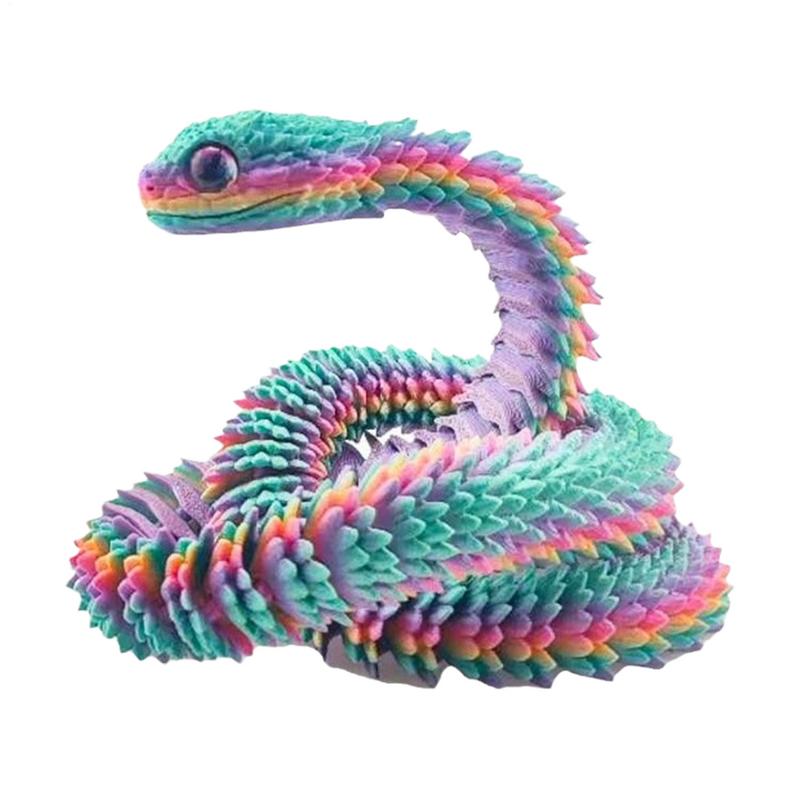 3D Printed Articulated Snake Toy Flexible Movable Animal Model Rotatable Dragon Car Ornaments Simulation Desk Toys Kids Gift