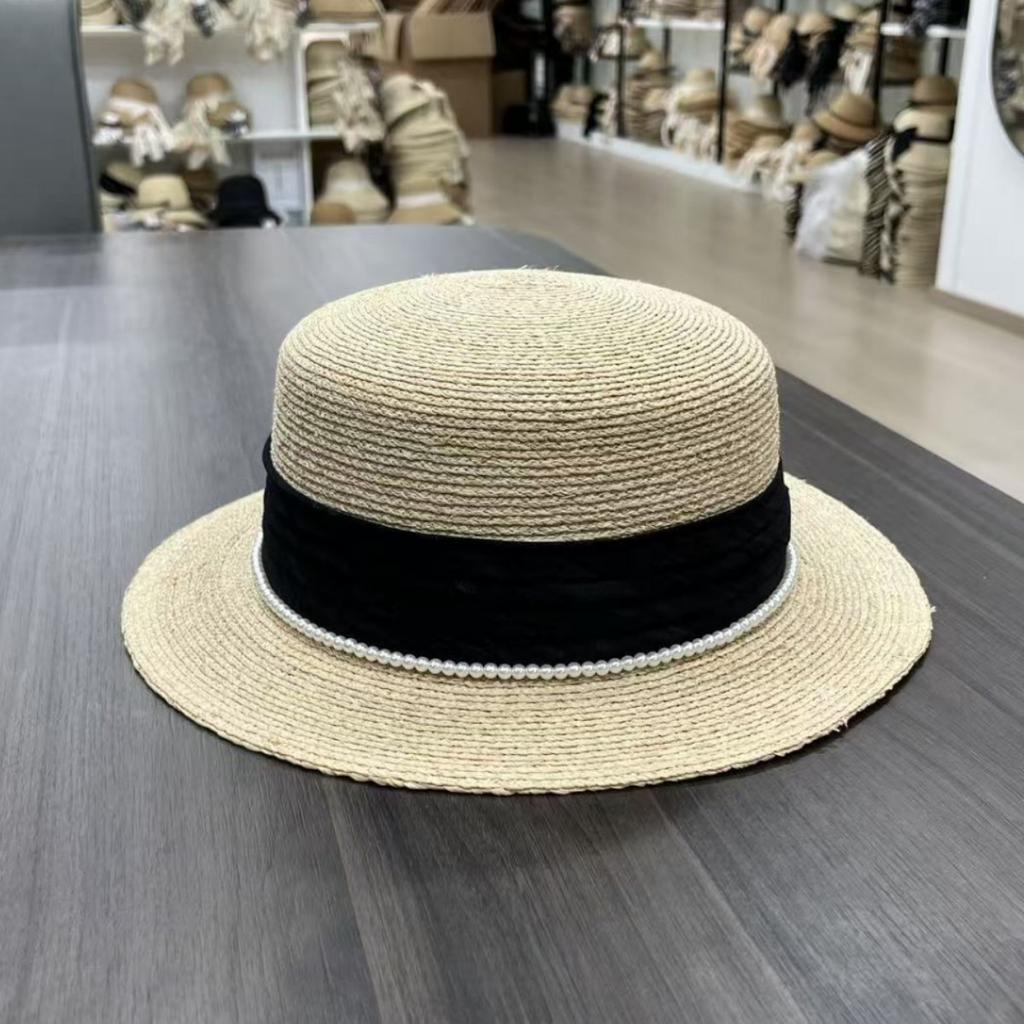 Lafite straw hat sunscreen hat summer French flat top outdoor outing seaside sunshade top hat women's sun hat